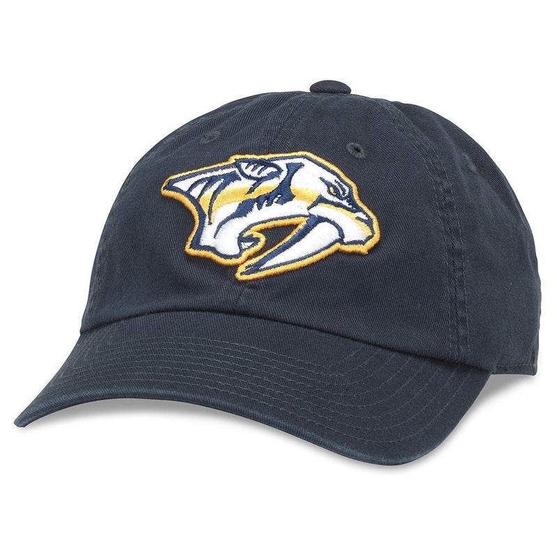 AMERICAN NEEDLE Nashville Predators Unisex Blue Line Officially Licensed NHL National Hockey League Team Baseball Hat Adjustable Buckle Strap Dad Cap (40742A-NAP-NAVY) - Image 1